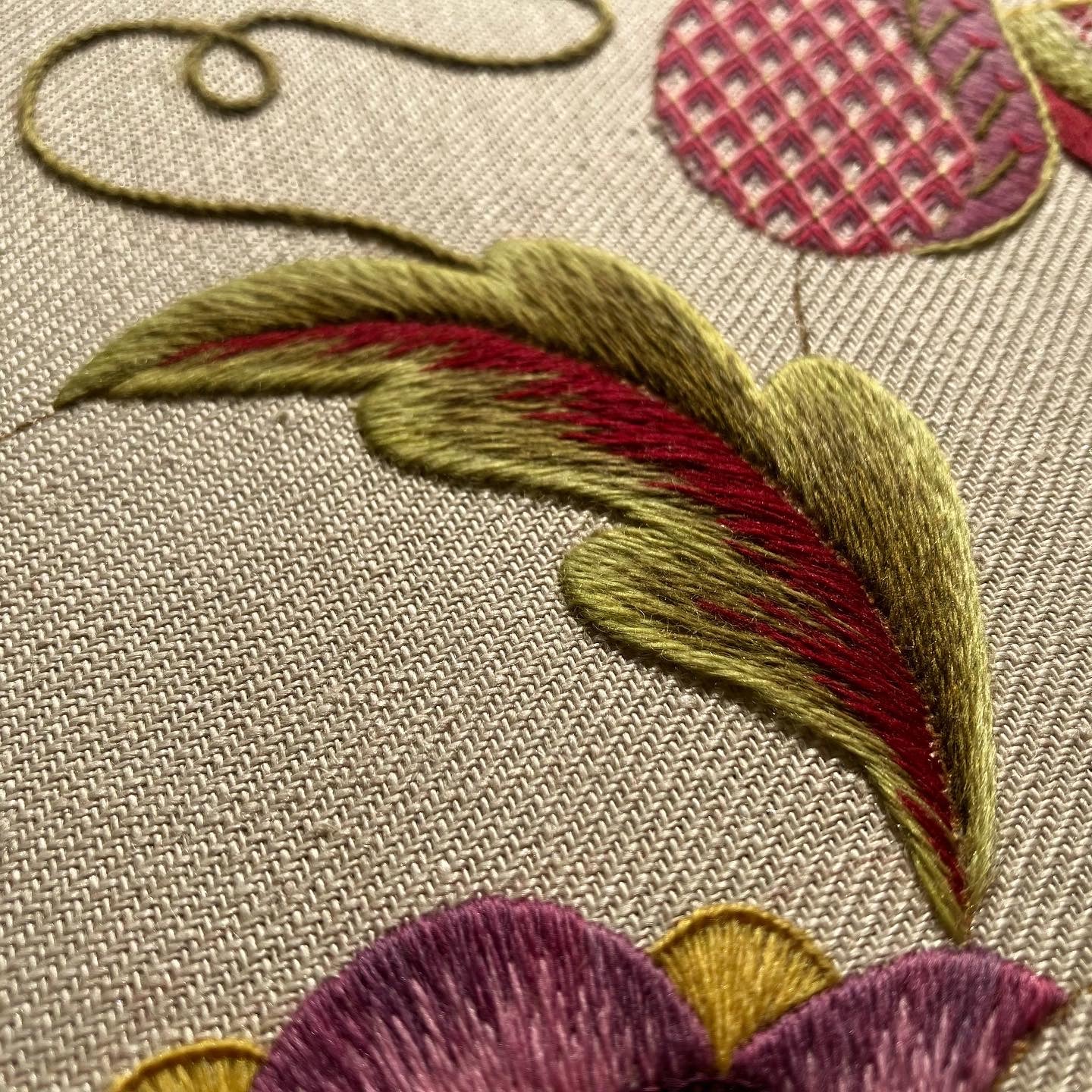 Jacobean crewelwork monthly online class (starts September 2023) - deposit