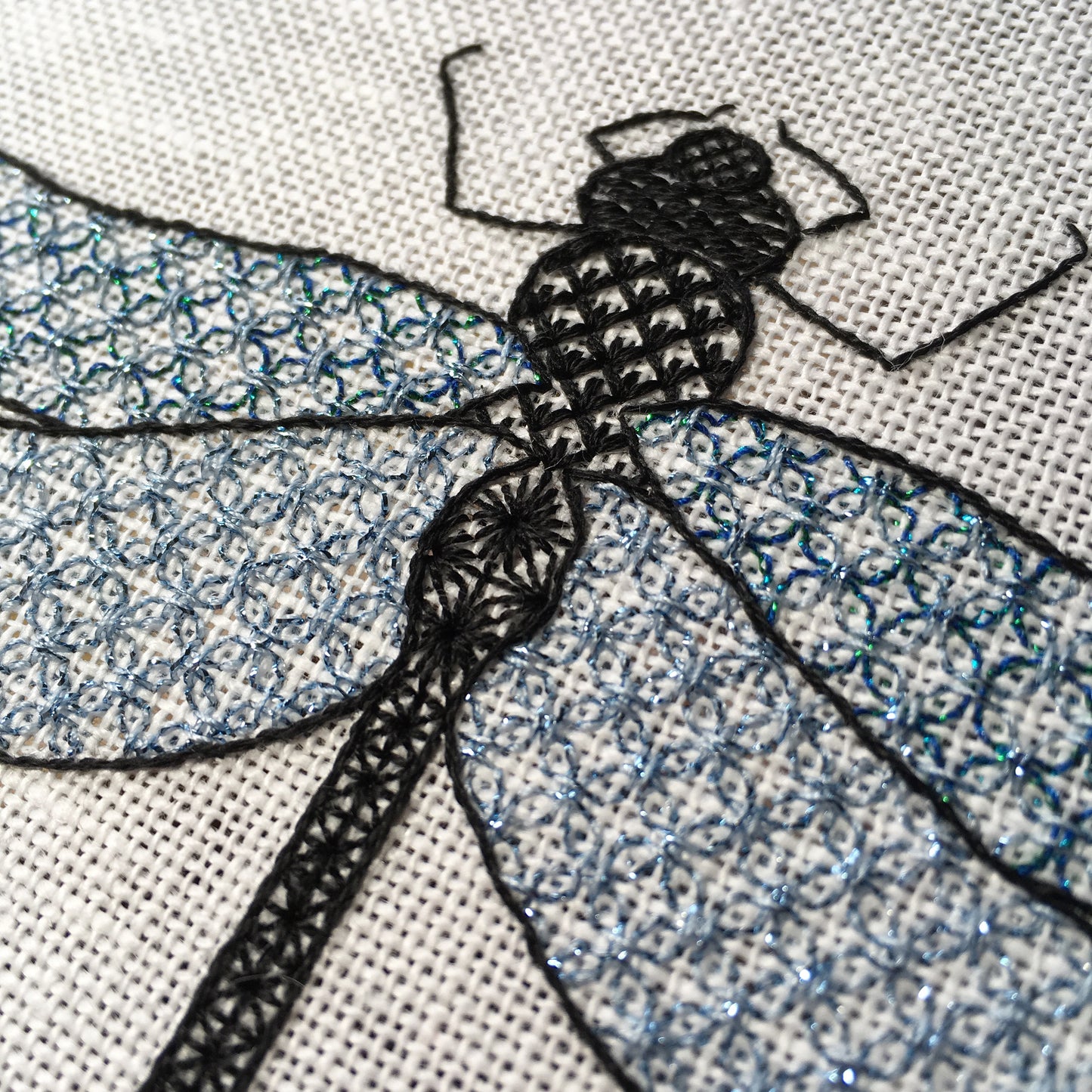 Blackwork Dragonfly Close Up