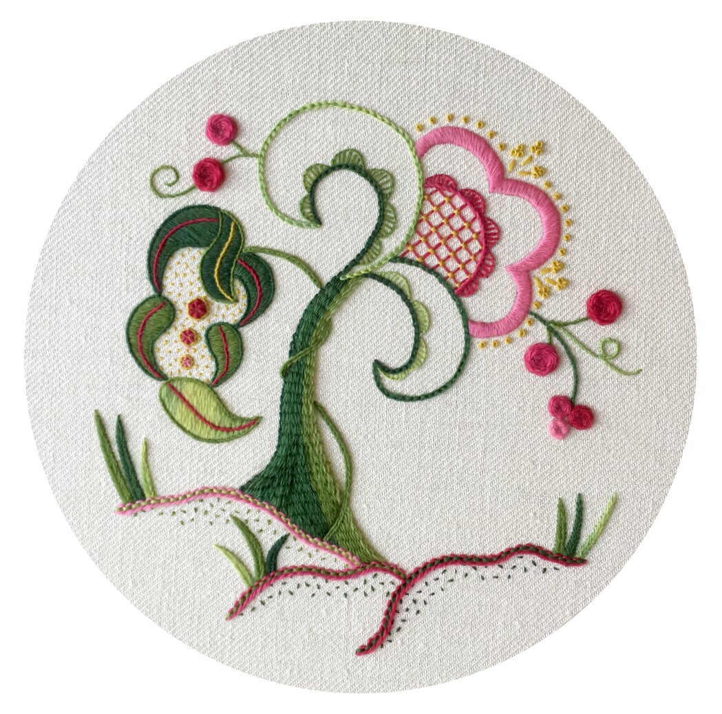 'Budding Beauty' Jacobean Crewel Work Embroidery Kit