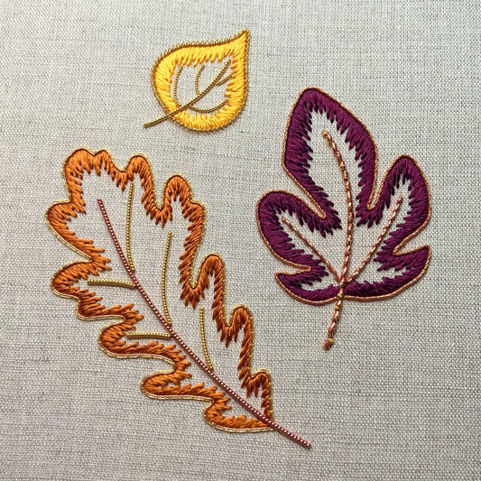 Kit de broderie en soie et broderie à l'or « Feuilles d'automne »