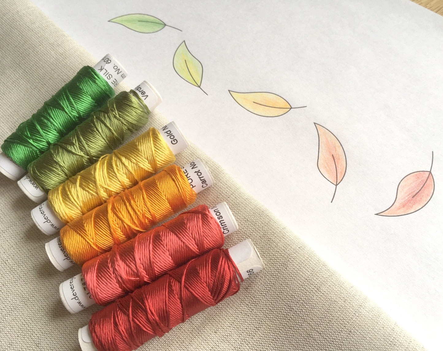 Kit de broderie en soie ombrée « Feuilles changeantes »