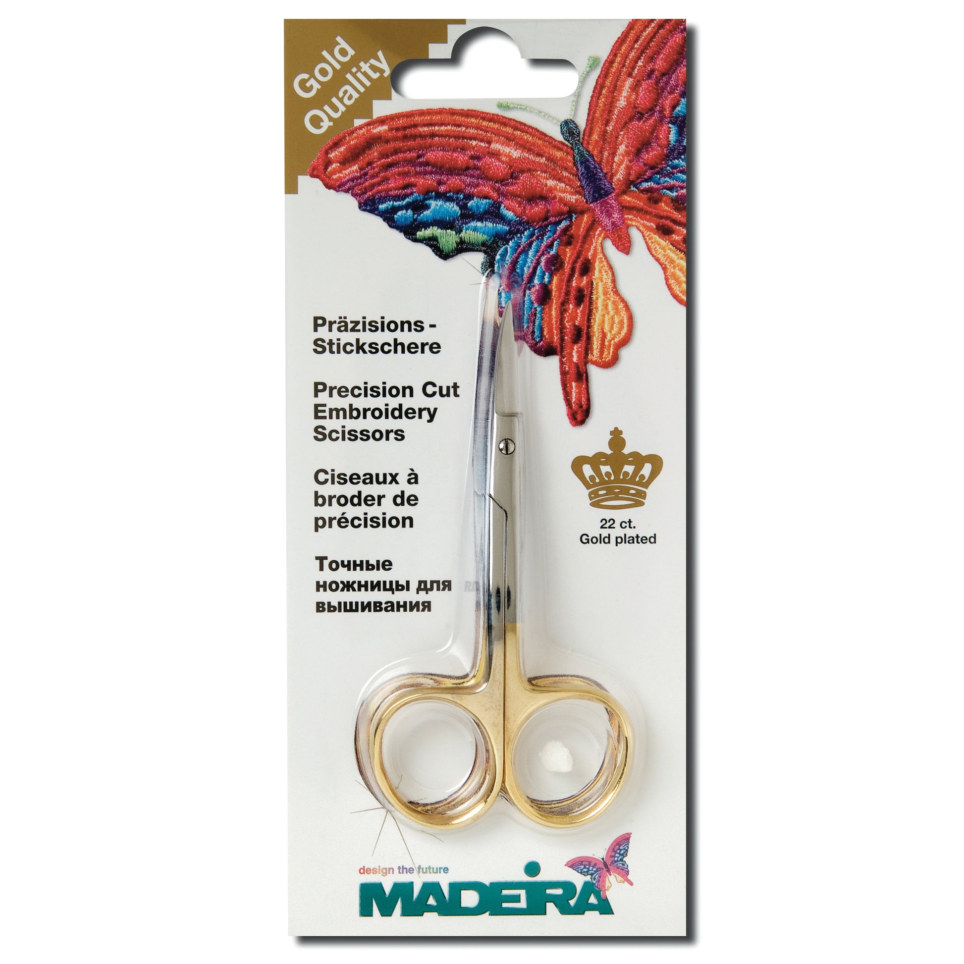 Madeira Double Curved Embroidery Scissors Gold Quality