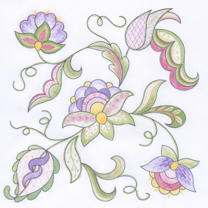 Jacobean crewelwork monthly online class on Sundays (starts September 2023) - deposit