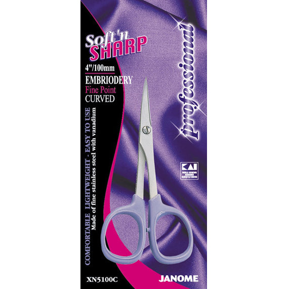 Janome Fine Tip Embroidery Scissors - Curved